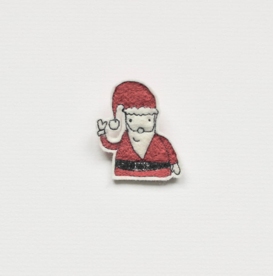 'Waving Father Christmas' Christmas Brooch