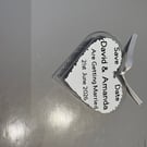 Personalised Acrylic Heart Save the Date Magnet – Paint Effect & Vinyl Lettering