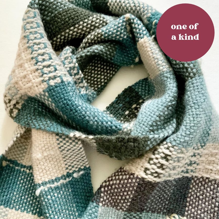 Handwoven Scarf, Inky Blues