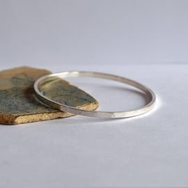 Hammered Textured Silver Bangle Bracelet - Sterling Bangles