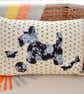 Dog with Toys: Appliqué Cushion 43x30cm with Grey Hearts