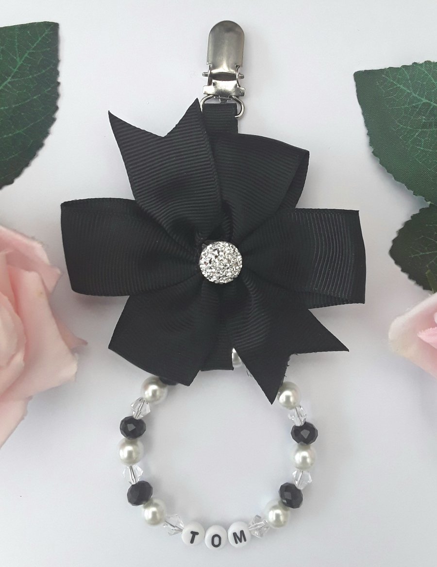 Personalised Pram Charm,Black & white pram charm,New Baby girl gift,Baby shower