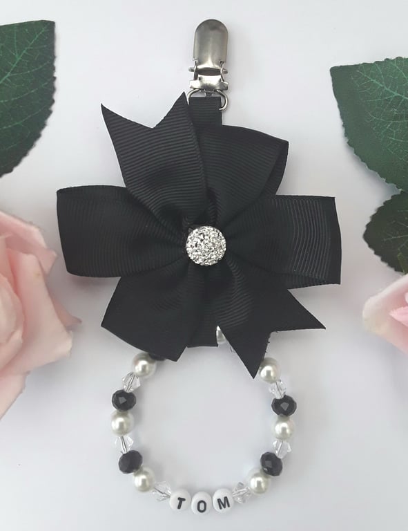Personalised Pram Charm,Black & white pram charm,New Baby girl gift,Baby shower