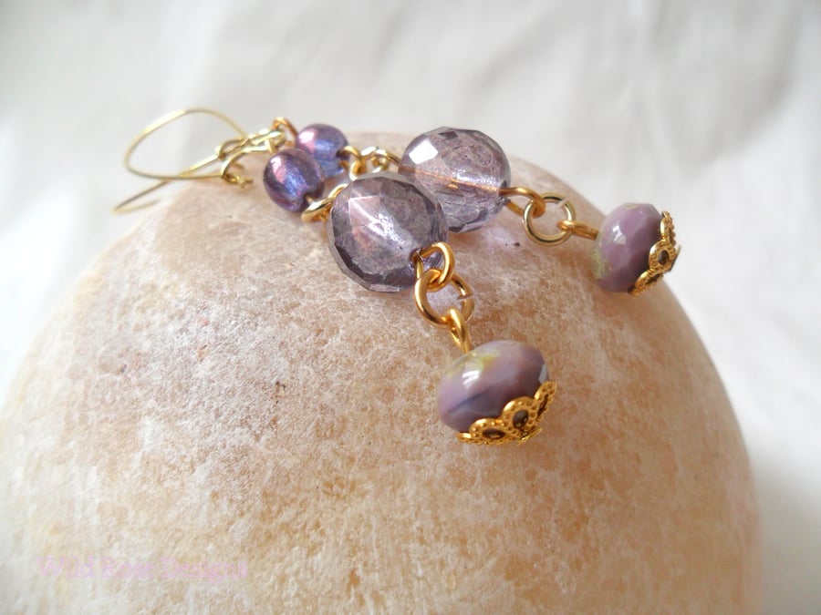 Purple dangle earrings- Sale item!