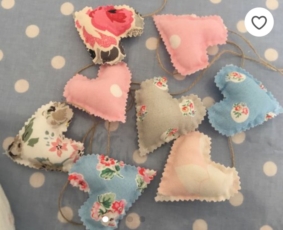 Shabby chic Cath Kidston fabric Mini heart garland ,bunting