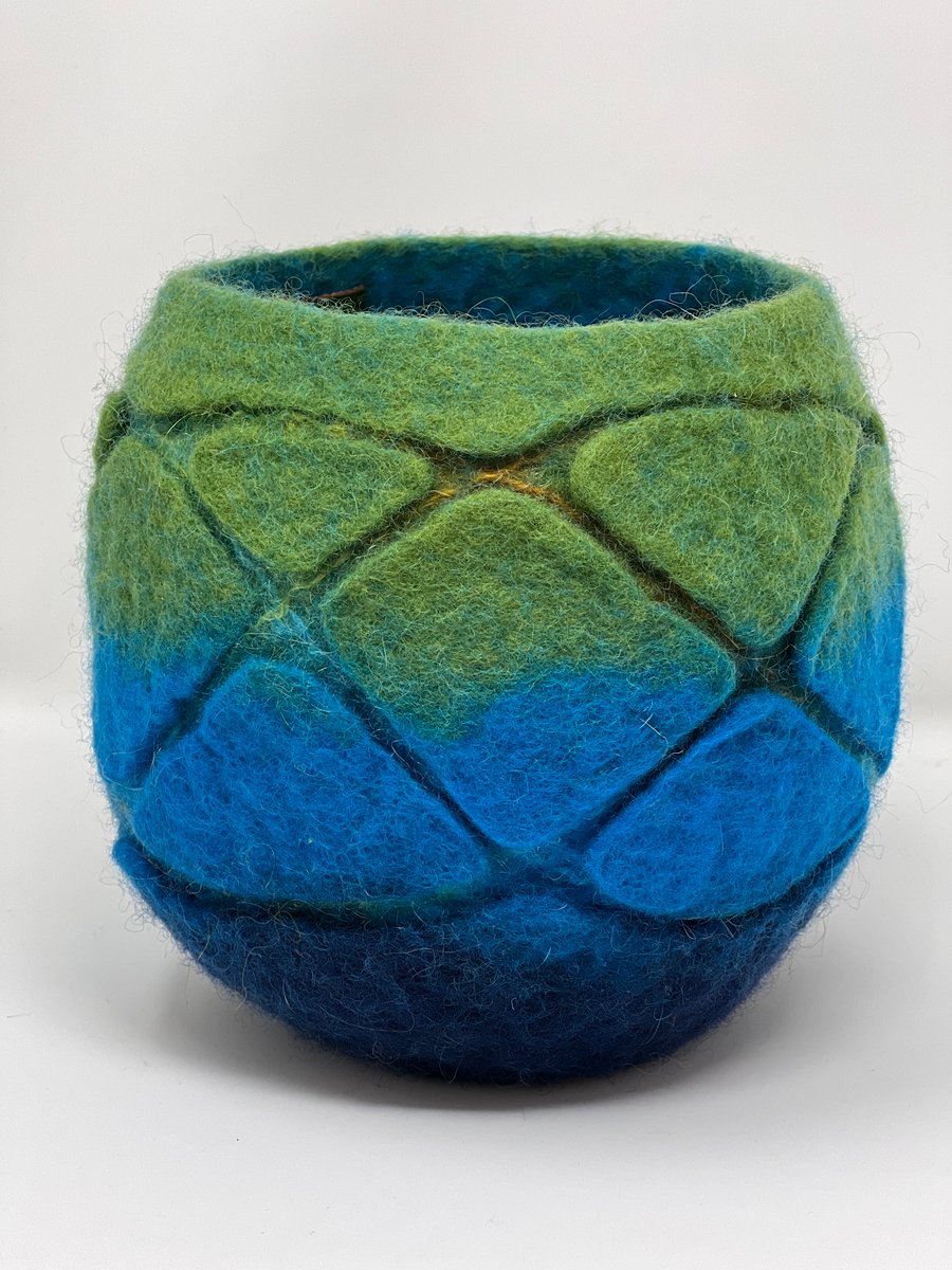 Small Blue and Green Art Bowl Vase