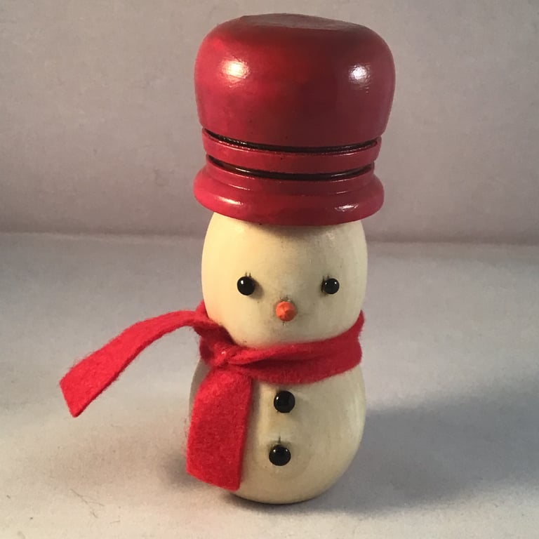 Wood turned snowman