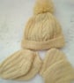 3 Piece Cabled Hat Set for Babies from Premature to 6 Months, Prem Baby Sizes - Image 2