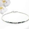 Dainty Silver Hematite Tubes Bracelet With Sterling Silver Beads - Root Chakra