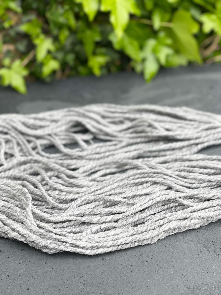 Handspun Merino and Tussah Silk Chunky Yarn in Natural Grey and White