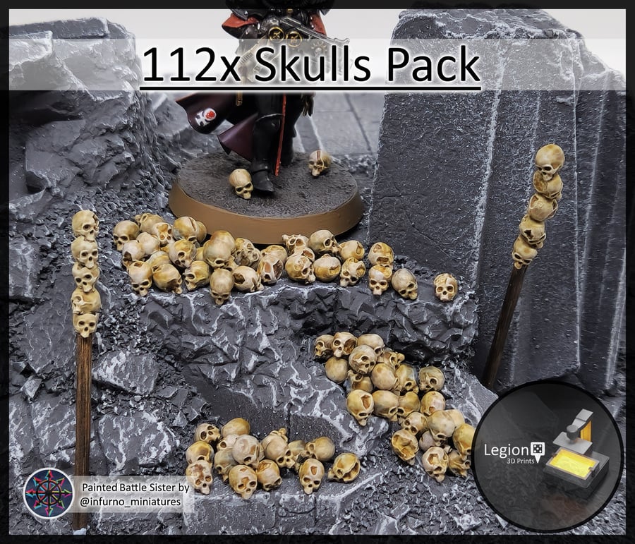 112x Skulls Pack - for Basing Scatter Scenery Wargaming Model Bits Warhammer 40k