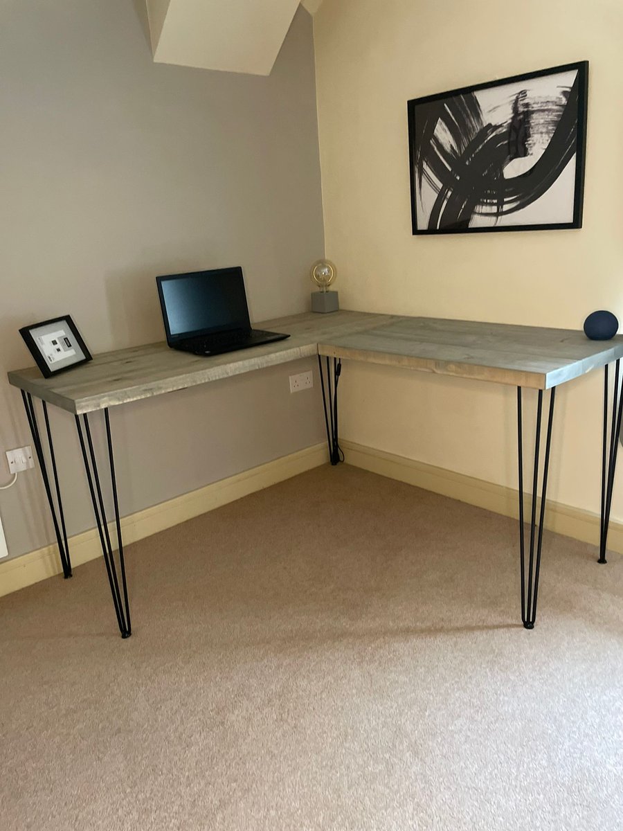 Solid Wooden Corner Table, Rustic Boards Table, Office Table, Computer Desk