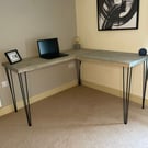 Solid Wooden Corner Table, Rustic Boards Table, Office Table, Computer Desk