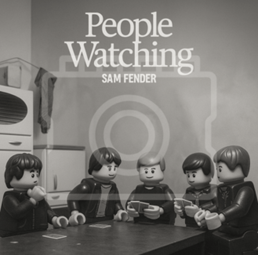 LEGO-Inspired Sam Fender – People Watching 5x5" Print (Mounted for 9x9" Frame)