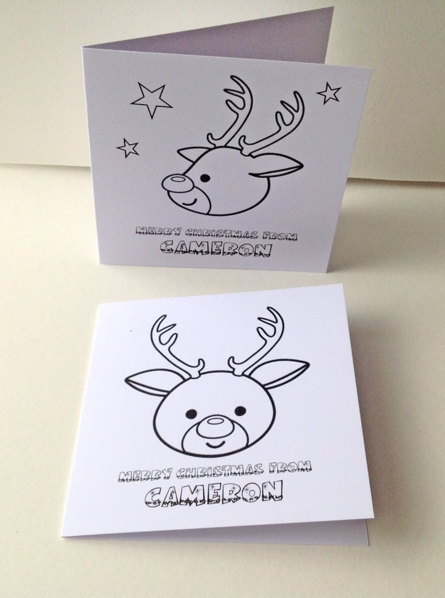 Christmas Cards,Lets Colour In' Kids Personalised Xmas Cards 5pk,Handmade Cards