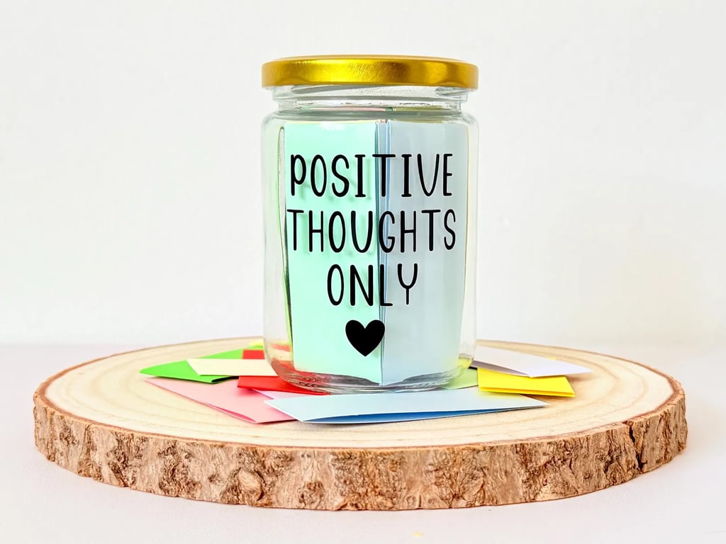A Jar of Positivity, 50 Quotes, Self Care, Wellness, Mental Health Quote Gift