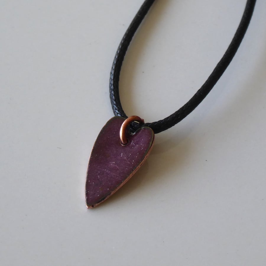 Purple elongated heart pendant