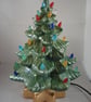 Ceramic Green Glittery Xmas Christmas Tree Table Lamp Light Ornament Decoration. - Image 1