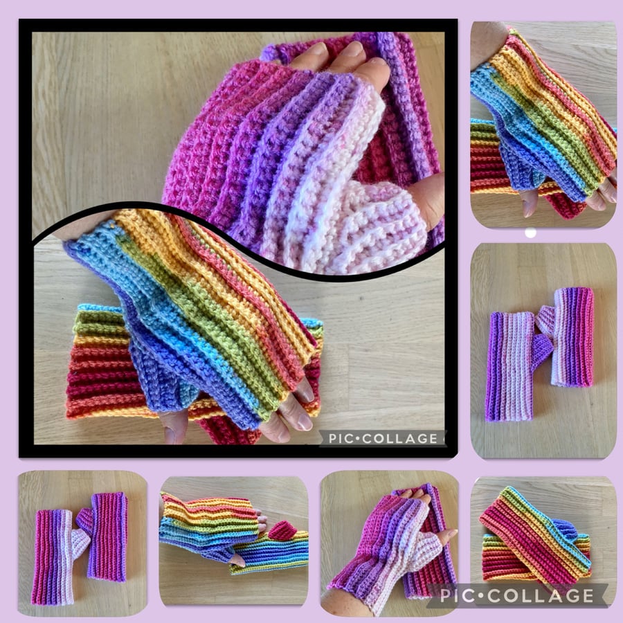 Crochet cosy hand warmers fingerless mittens fingerless gloves driving gloves 