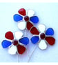 Flower Stained Glass Plant Stick Suncatcher red white and blue - Image 6