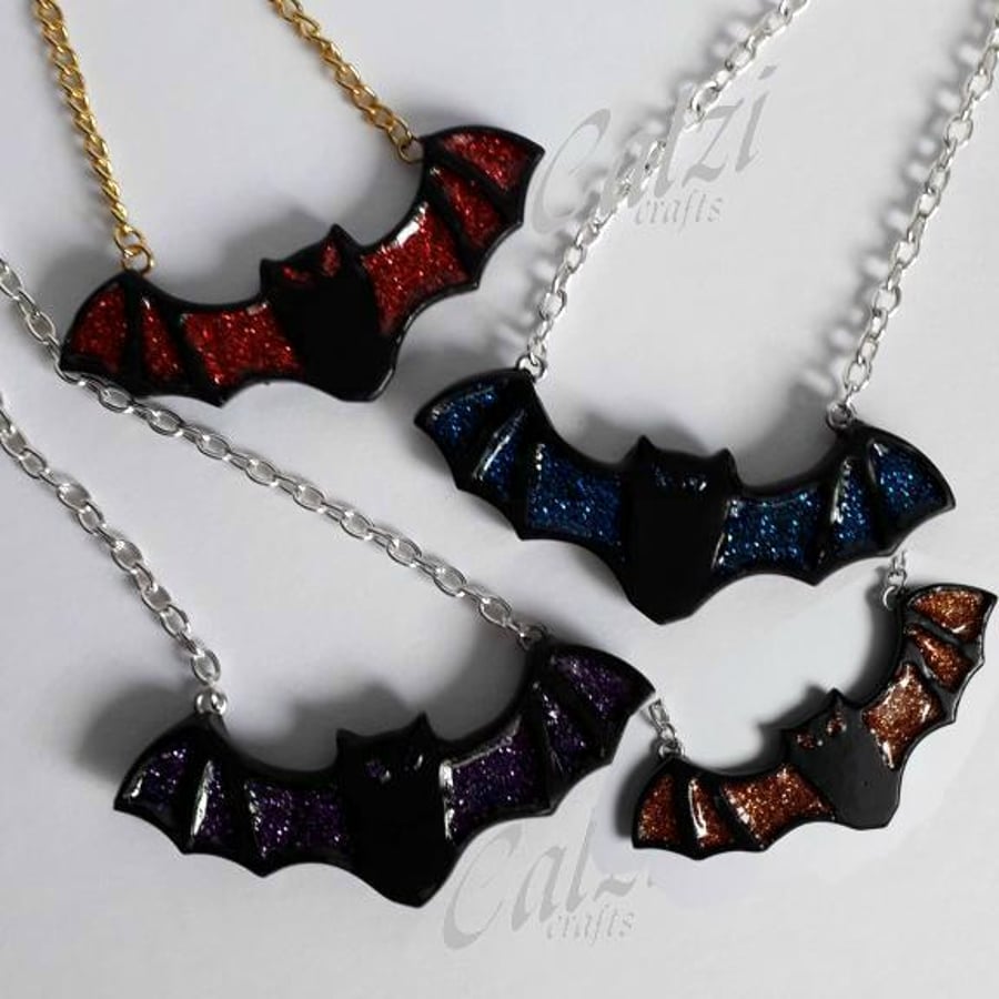 Glittery Bat Necklace