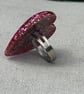 Hot pink glitter heart ring silver tone base jelly - Image 3