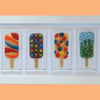 Handmade Fused Glass 'LOLLI-POP' framed picture.