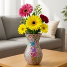 Abstract Resin-Glass Vase with Glitter and Butterflies 