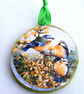 Birds decoupaged log slice wall decoration. - Image 4