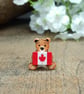Canadian Flag Pin, Handmade Tiny Canada Teddy Bear Badge, Travel Gift - Image 1