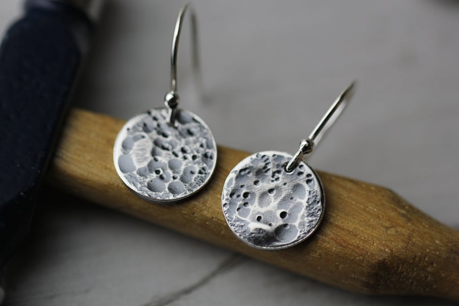 Sterling Silver Full Moon Earrings - Stud or Drop Design - Made to order