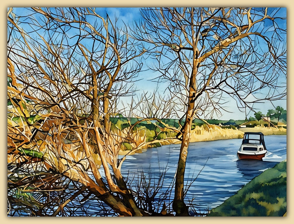 Winter Walk Norfolk Fens Greeting Card A5