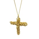 Gold plated chainmaille cross with gold plated sterling silver chain