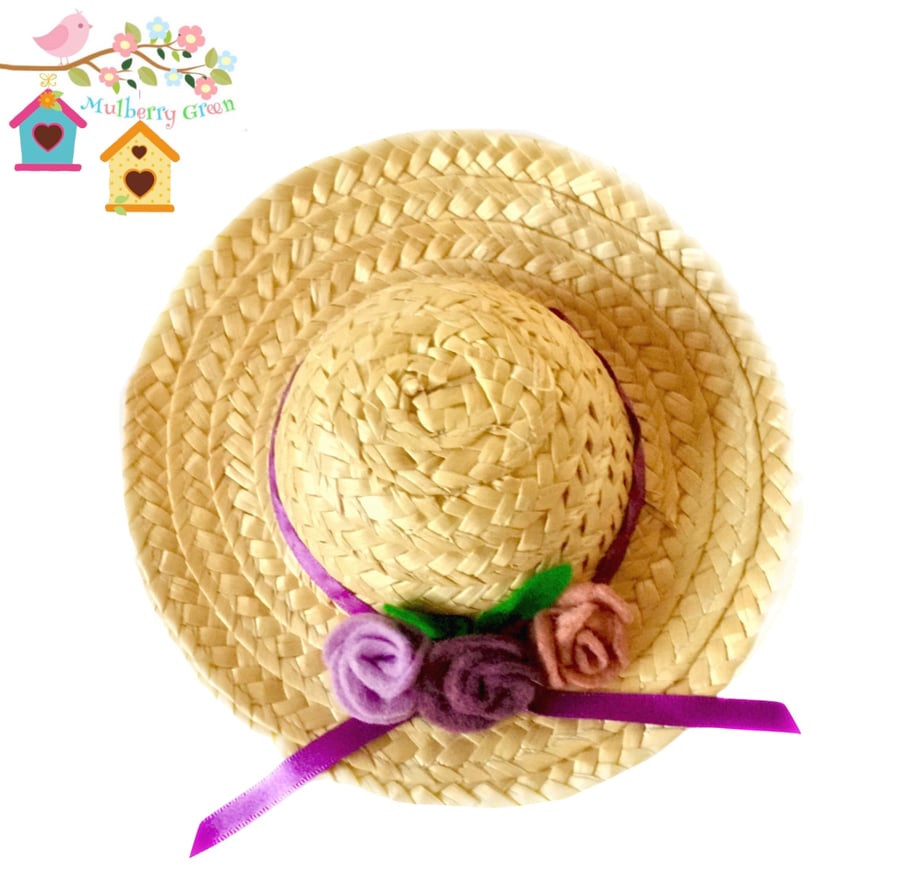 Reserved for Maureen- Straw Hat decorated with Roses 