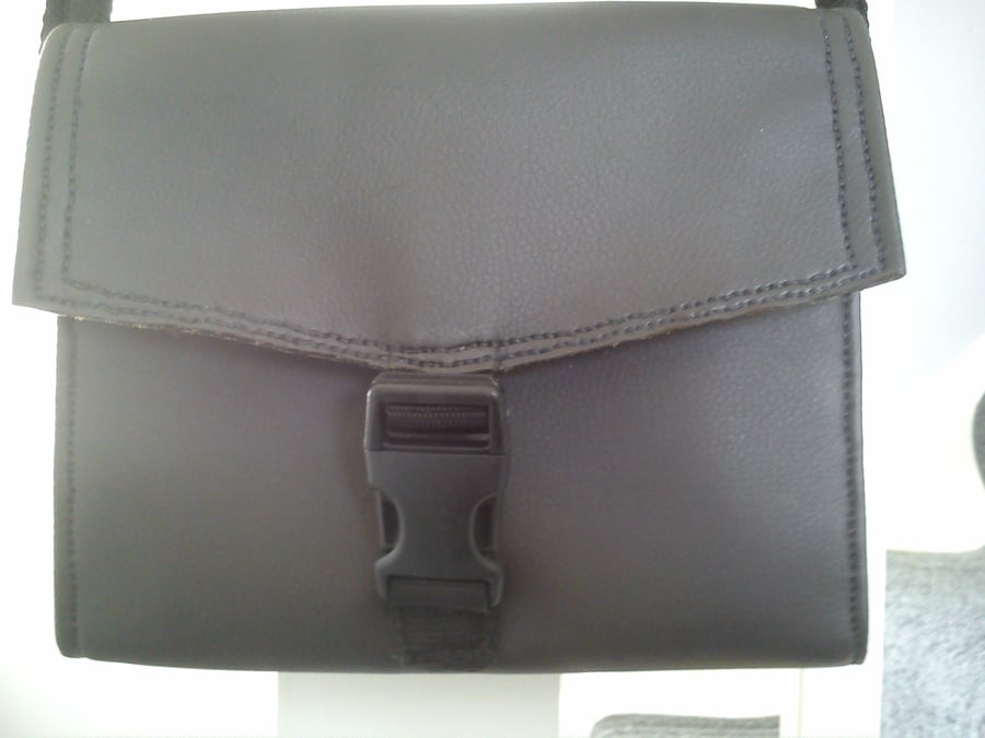 chocolate brown eco leather shoulder  messenger type bag
