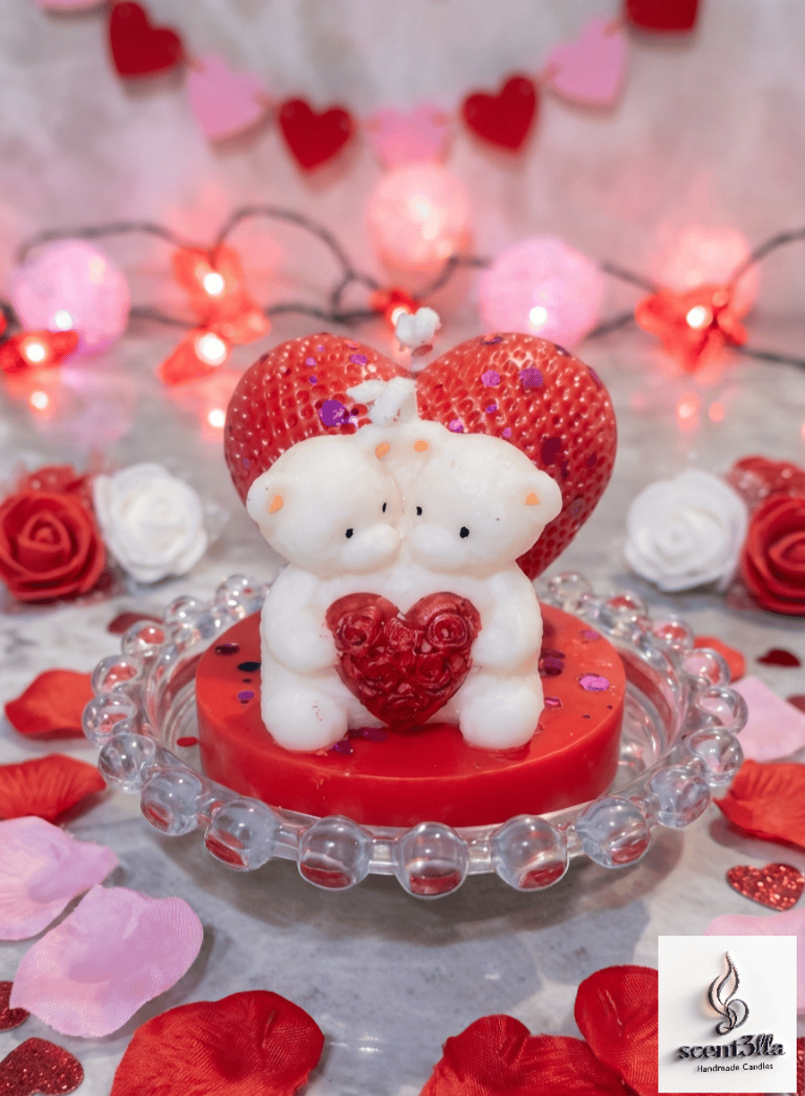 Loving Bears"Handmade Valentine’s Day Candle - Romantic Gift Home Decor