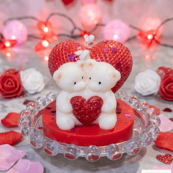 Loving Bears"Handmade Valentine’s Day Candle - Romantic Gift Home Decor