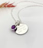 New Baby Mum Pendant Name Dob date of Birth Weight Birthstone Necklace - Image 1