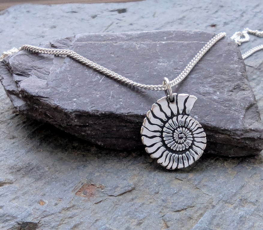 Recycled Sterling Silver Fossil Pendant
