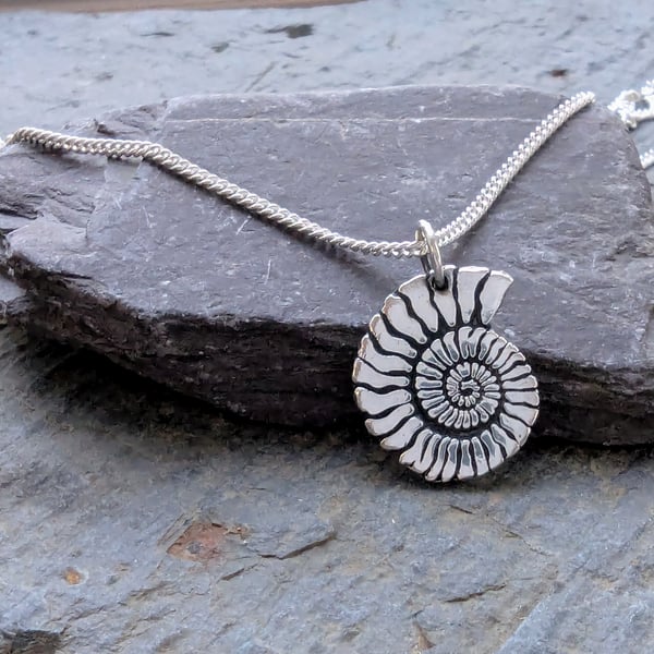 Recycled Sterling Silver Fossil Pendant