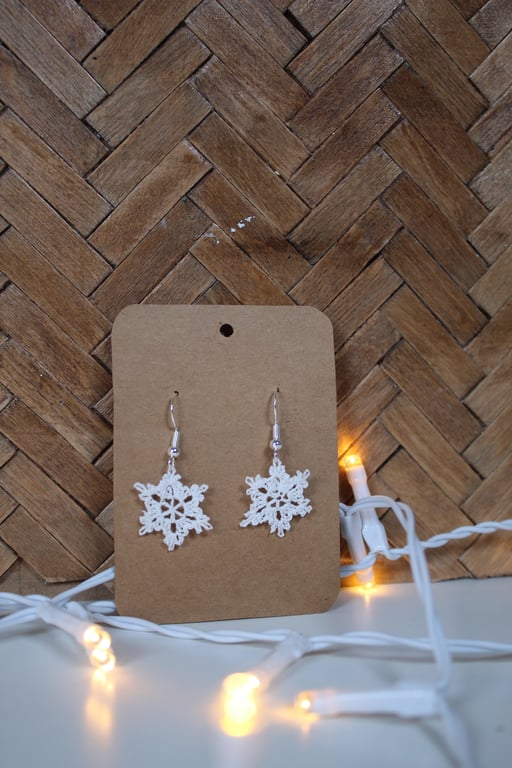 Handmade Crochet Snowflake Earrings
