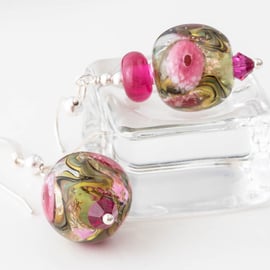 Sterling Silver Lampwork Murrini Earrings