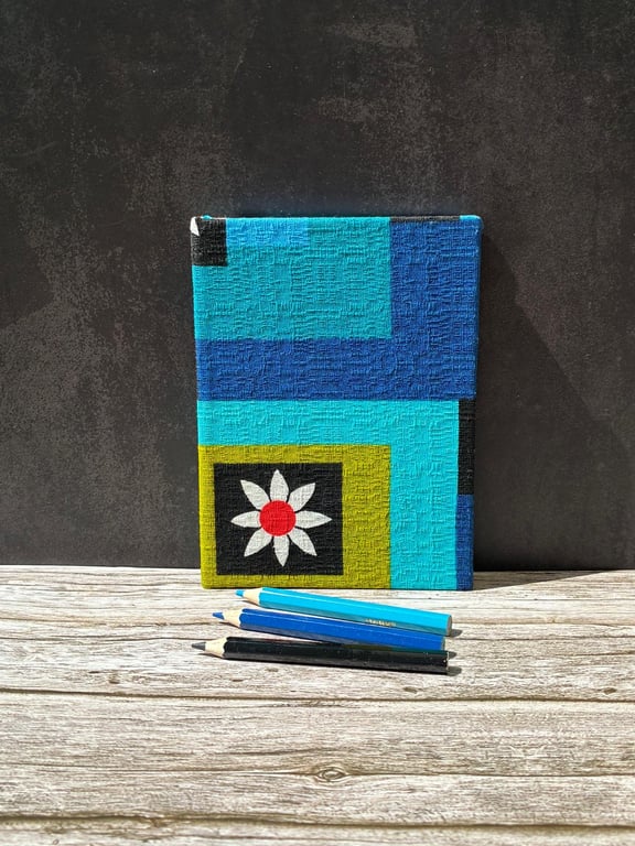 'Eleonore' A6 1960s French Vintage Fabric Journal, Sketchbook,Turquoise