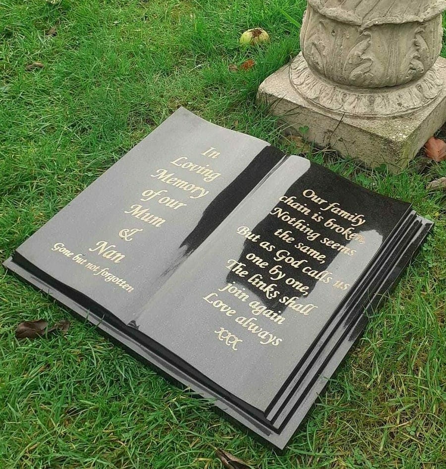Granite Open Book Open Bible Memorial Stone Grave Plaque Grave FLAT HeadStone