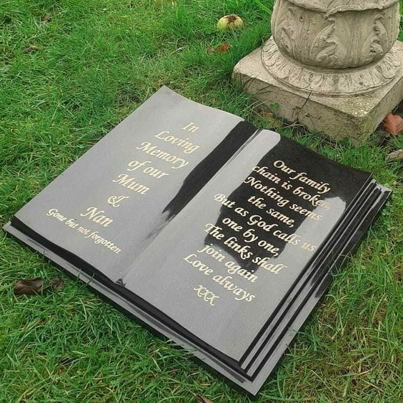 Granite Open Book Open Bible Memorial Stone Grave Plaque Grave FLAT HeadStone