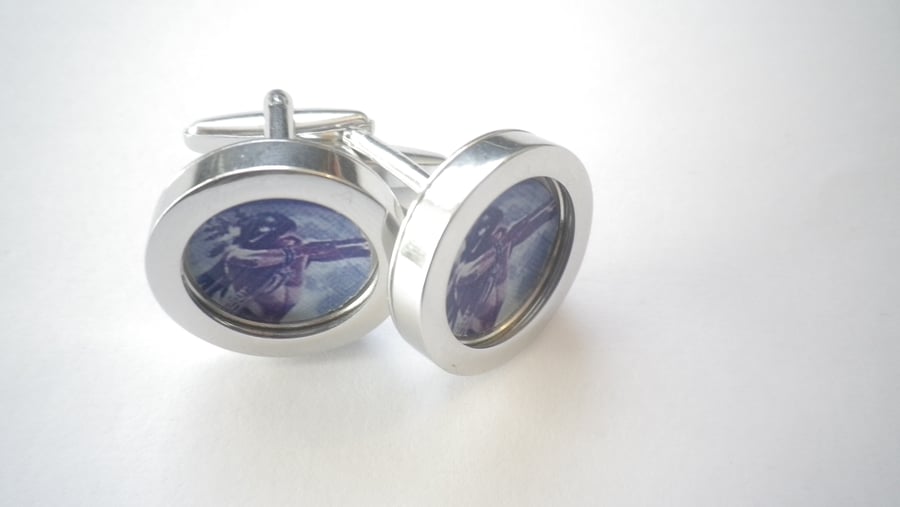 Indian Brave cufflinks, rare romantic image, highly polished, free UK shipping..