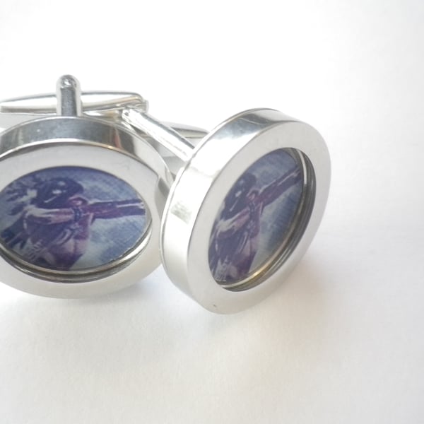 Indian Brave cufflinks, rare romantic image, highly polished, free UK shipping..