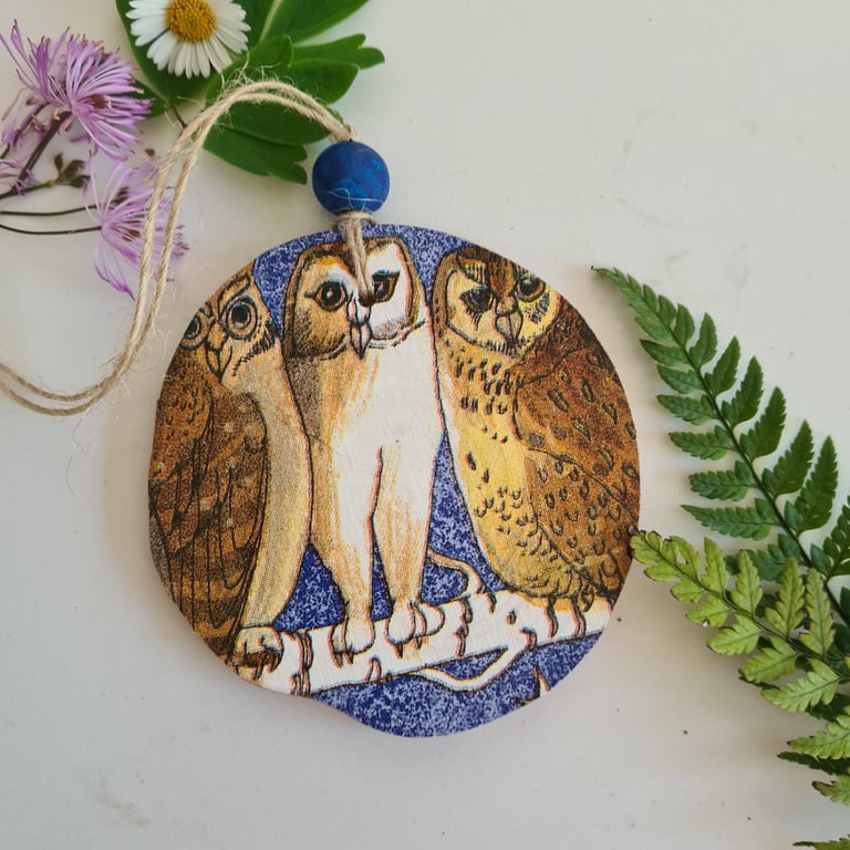 Owl wood slice hanging decoration Emma Bridgewater home decor