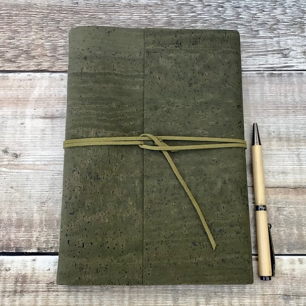 A5 Cork Journal in Olive Green