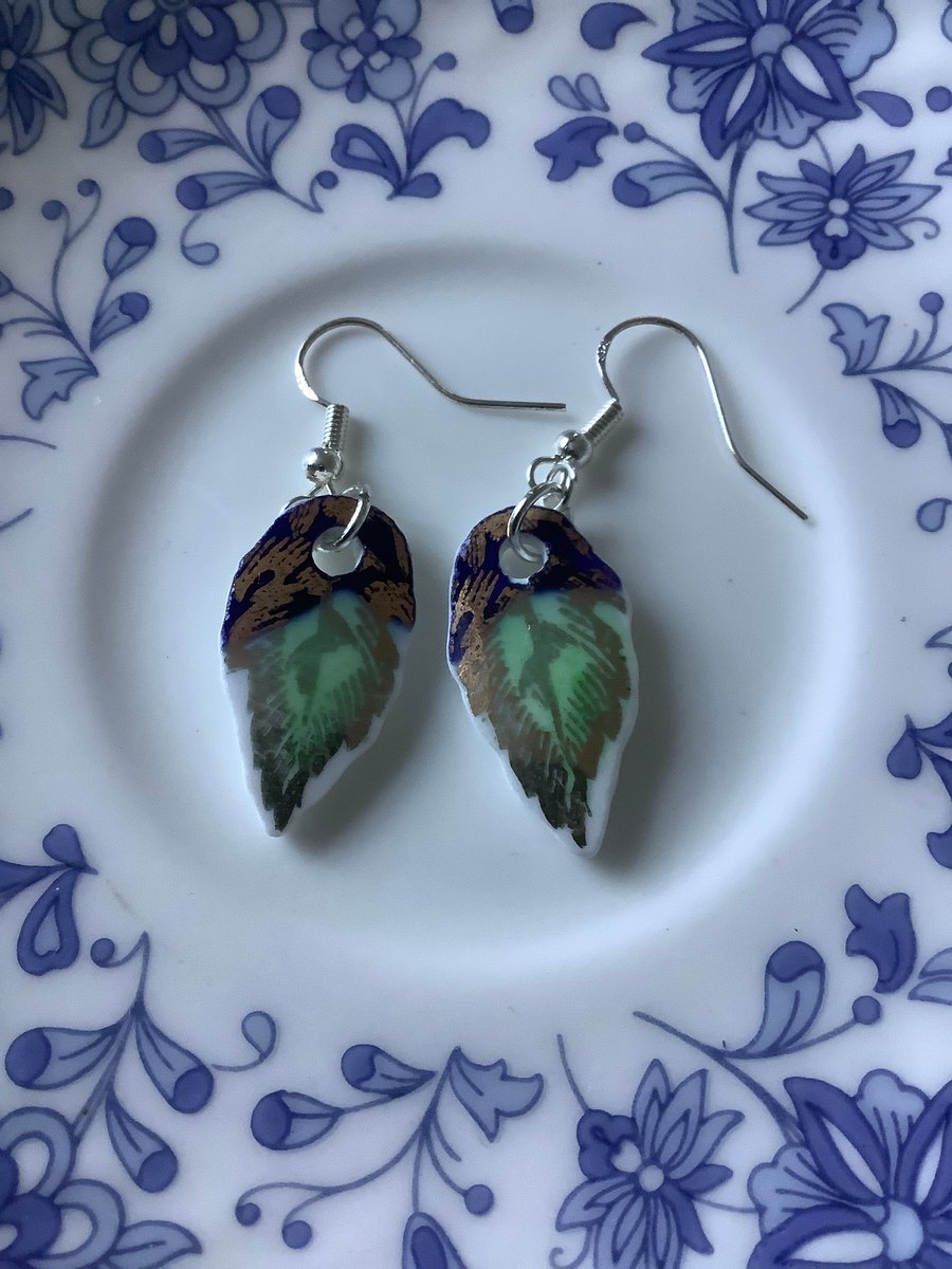 Handmade Drop Earrings, Broken Ceramic, Unique Earrings, Eco Friendly Gifts.